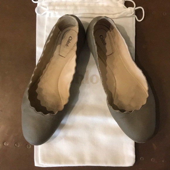 Chloe scalloped army green color flats - Picture 5 of 6